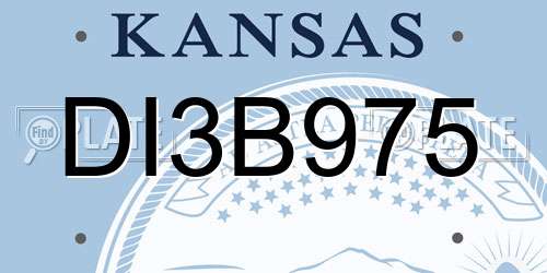 DI3B975 Kansas License Plate