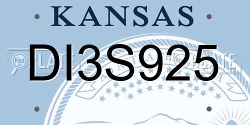 DI3S925 Kansas License Plate