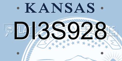 DI3S928 Kansas License Plate