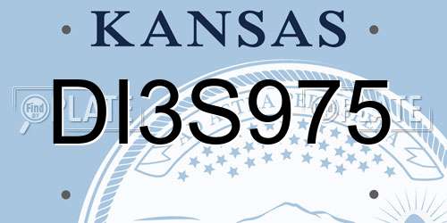 DI3S975 Kansas License Plate