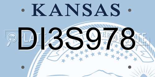 DI3S978 Kansas License Plate
