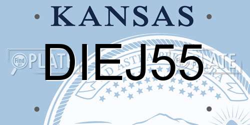 DIEJ55 Kansas License Plate
