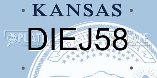 DIEJ58 Kansas License Plate