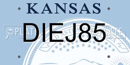 DIEJ85 Kansas License Plate