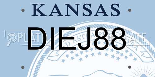 DIEJ88 Kansas License Plate