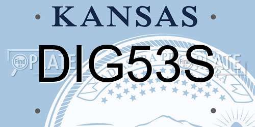 DIG53S Kansas License Plate