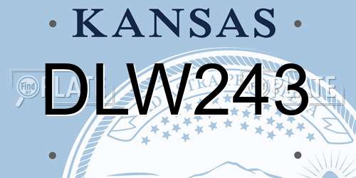 DLW243 Kansas License Plate