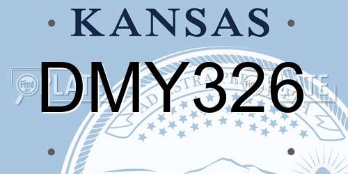 DMY326 Kansas License Plate