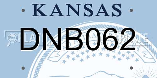 DNB062 Kansas License Plate