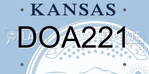 DOA221 Kansas License Plate