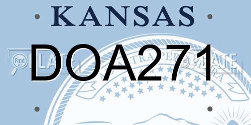 DOA271 Kansas License Plate