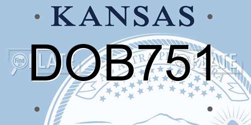 DOB751 Kansas License Plate