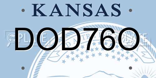 DOD76O Kansas License Plate