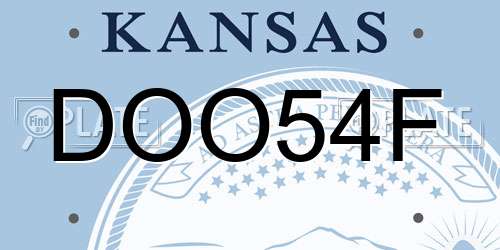 DOO54F Kansas License Plate