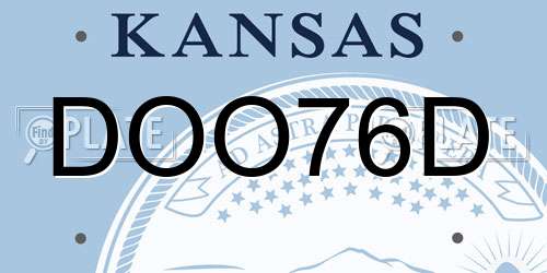 DOO76D Kansas License Plate