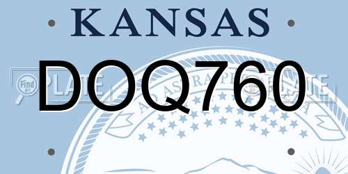 DOQ760 Kansas License Plate