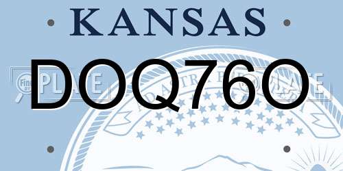 DOQ76O Kansas License Plate