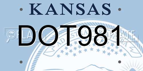 DOT981 Kansas License Plate