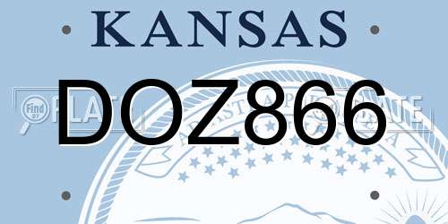 DOZ866 Kansas License Plate