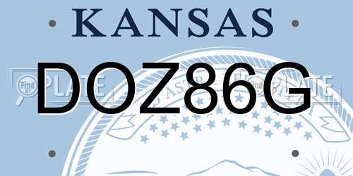 DOZ86G Kansas License Plate