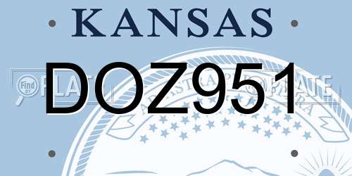 DOZ951 Kansas License Plate