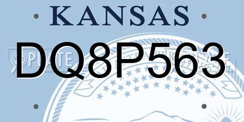 DQ8P563 Kansas License Plate