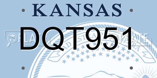 DQT951 Kansas License Plate