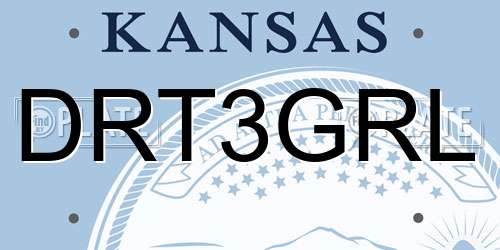 DRT3GRL Kansas License Plate