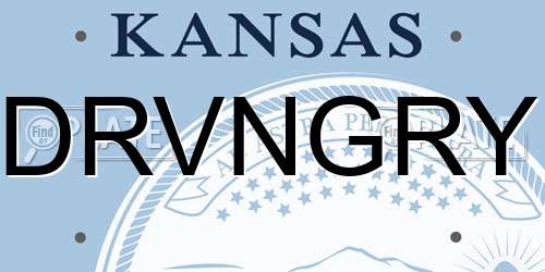 DRVNGRY Kansas License Plate