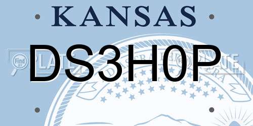 DS3H0P Kansas License Plate