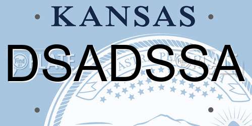 DSADSSA Kansas License Plate