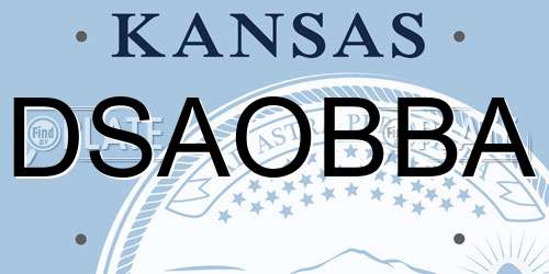 DSAOBBA Kansas License Plate