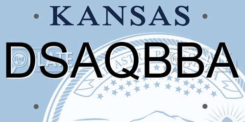DSAQBBA Kansas License Plate