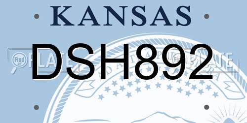 DSH892 Kansas License Plate