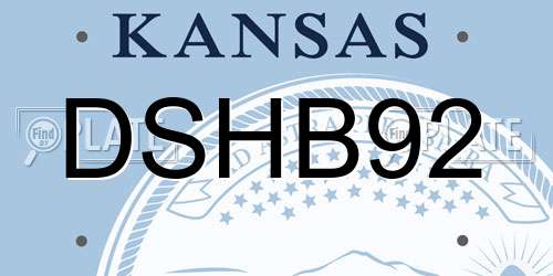 DSHB92 Kansas License Plate