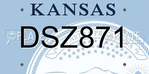 DSZ871 Kansas License Plate