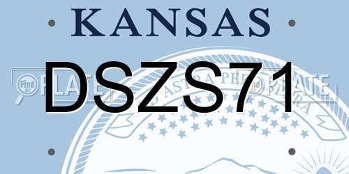 DSZS71 Kansas License Plate