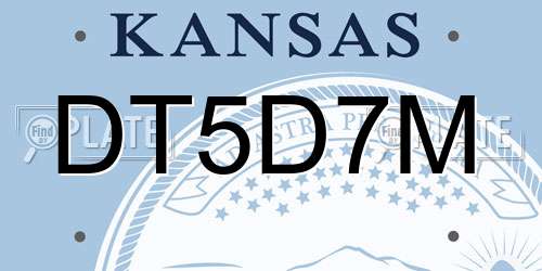 DT5D7M Kansas License Plate