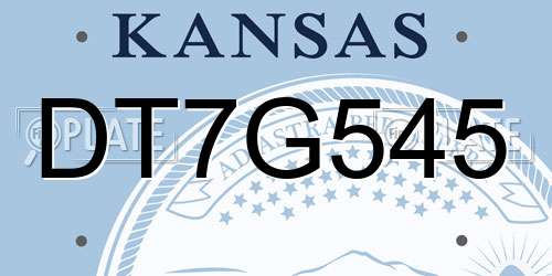 DT7G545 Kansas License Plate