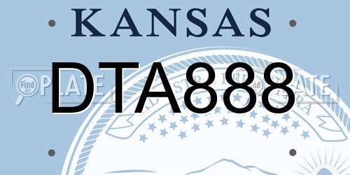DTA888 Kansas License Plate