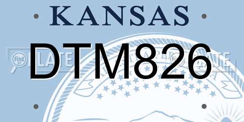 DTM826 Kansas License Plate