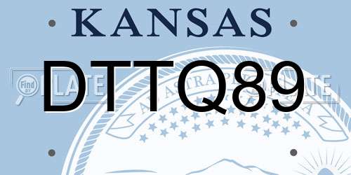 DTTQ89 Kansas License Plate