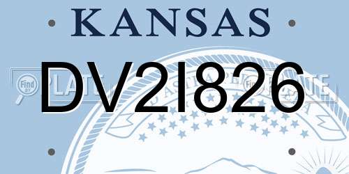 DV2I826 Kansas License Plate