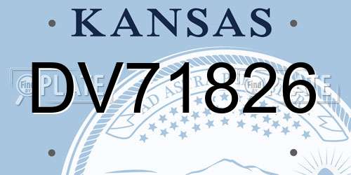 DV71826 Kansas License Plate