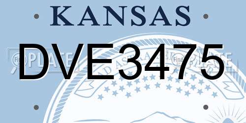 DVE3475 Kansas License Plate