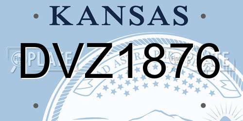 DVZ1876 Kansas License Plate