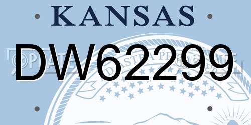DW62299 Kansas License Plate