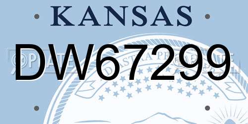 DW67299 Kansas License Plate