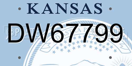 DW67799 Kansas License Plate