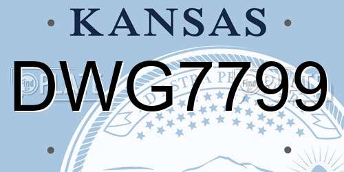 DWG7799 Kansas License Plate